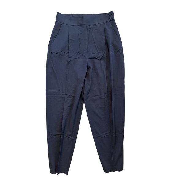 Lewit Navy Pleated Wool-Blend Tapered Trousers Size 8 with 28.5” inseam - Picture 2 of 5